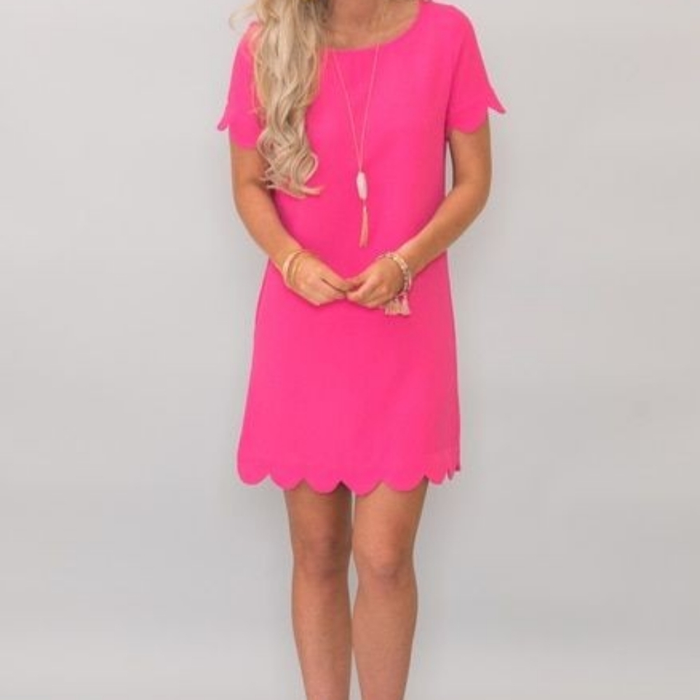 NWT Hot Pink Mittoshop Scalloped Dress size L